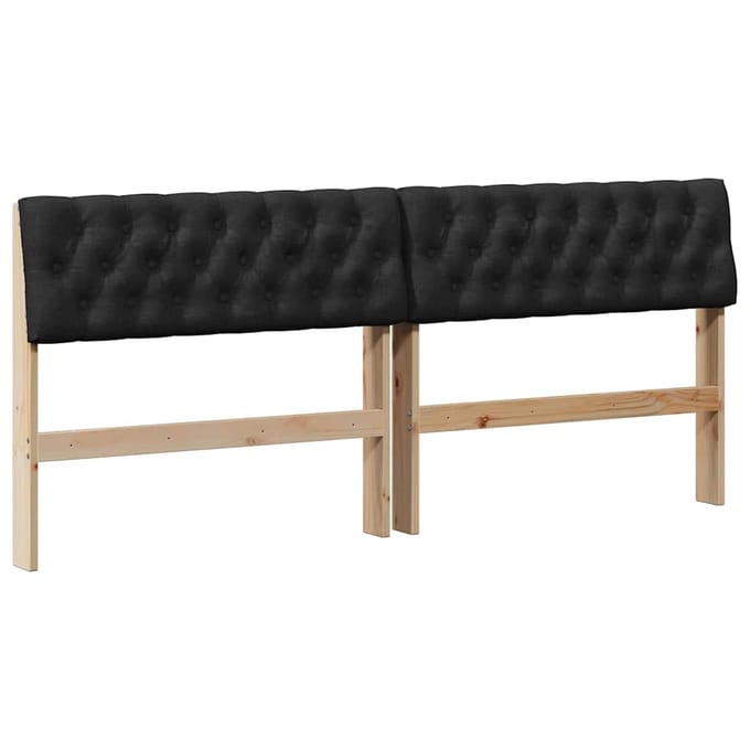 vidaXL Gestoffeerd hoofdbord Zwart 180 cm Massief grenenhout