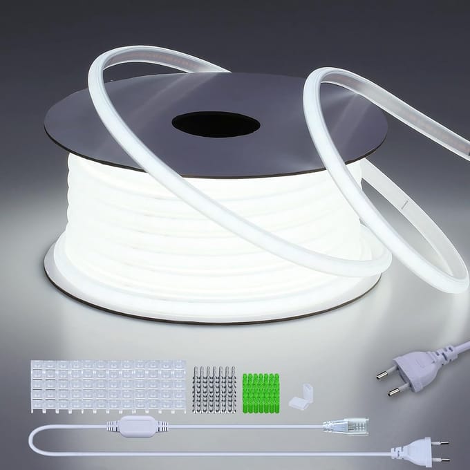 Ledstrip Buiten - Verlichting Slang - Tuin Verlichten - COB Technologie - 30 Meter - Koel Wit