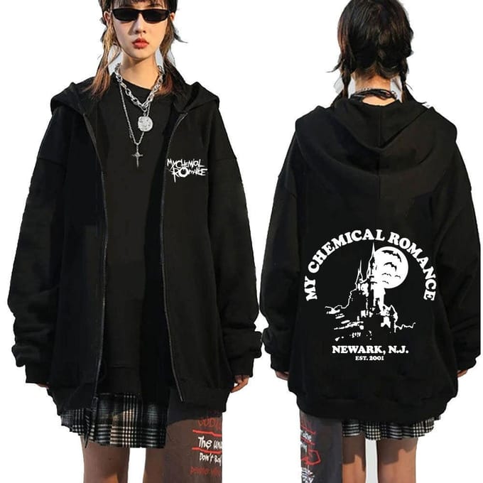 Chemical Romance Mcr Dode Rits Trui Zwart Parade Punk Emo Rock Rits Sweatshirt Mannen S black