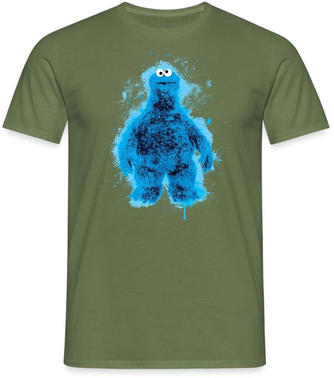 Sesamstraat Koekiemonster Paint Spetters T-Shirt Heren