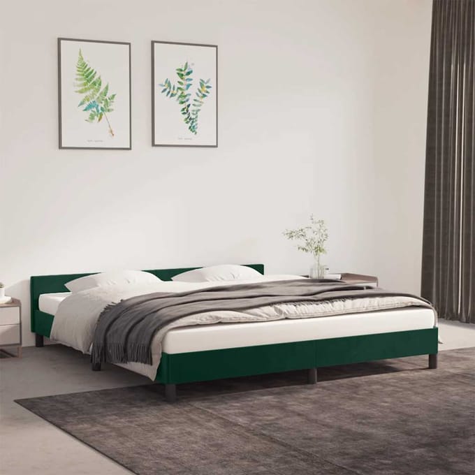 vidaXL - Bedframe - zonder - matras - 160x200 - cm - fluweel - donkergroen