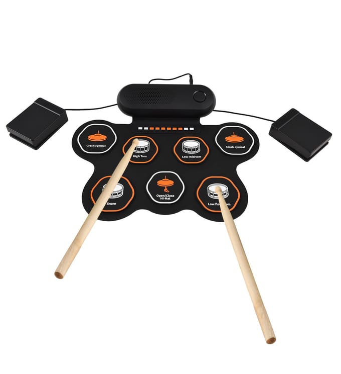 Elektronisch Drumstel met 3W Speaker Hand Roll Drumstel 7 Pads Ondersteunt Diverse Audio-ingangen 3 Drum zwart