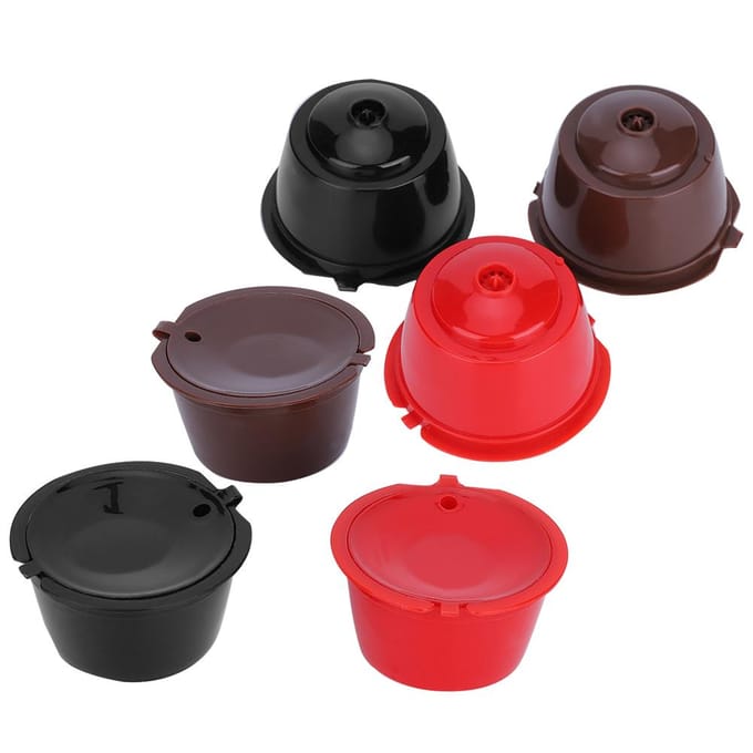 Herbruikbare Navulbare Koffiecapsule Filterbeker met Lepel Borstel Set Café Gereedschap voor Dolce Gusto black