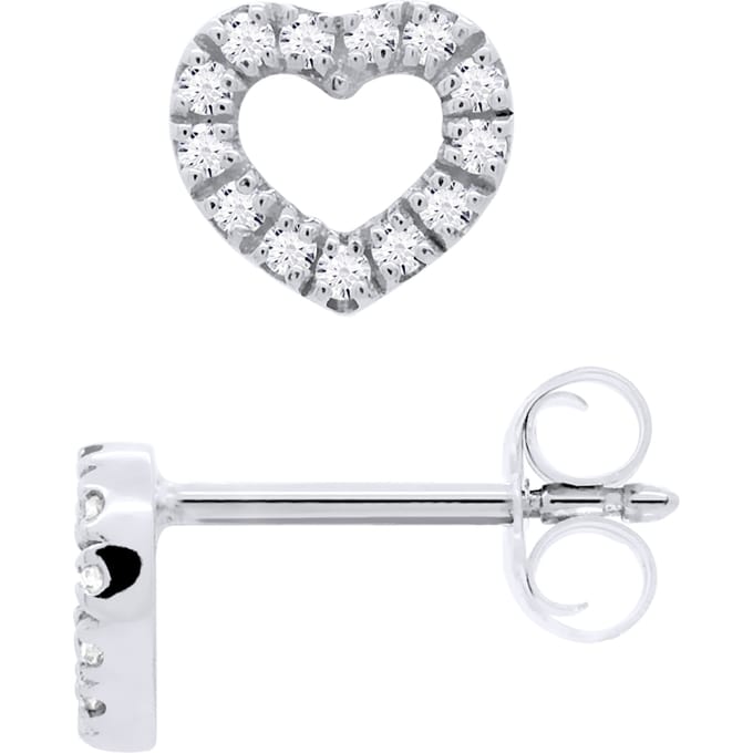 Oorbellen Diamond White Gold Hearts 0080 Cts