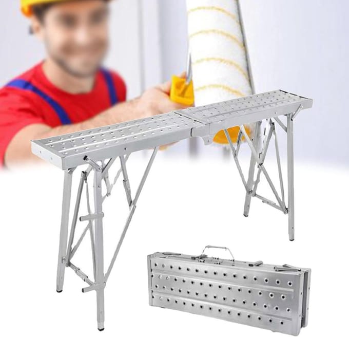 Vouwsteiger Werkplatform - Opstapladder - Klus Klussen - In Hoogte Verstelbaar - 140cm - Metaal
