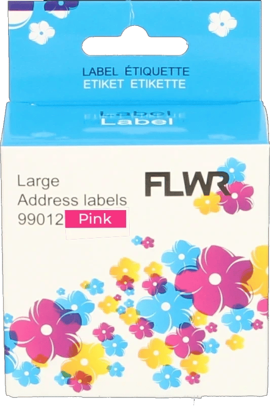 FLWR - Labels / Dymo 99012 adreslabel / roze / Geschikt voor Dymo