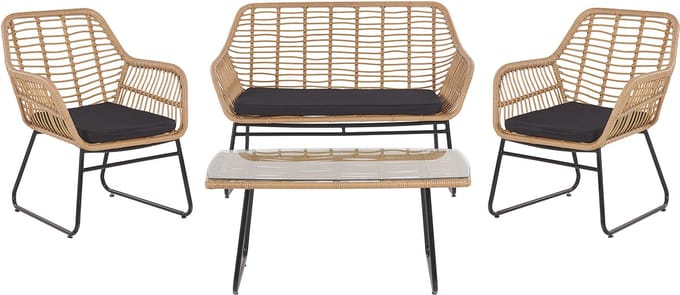 MINORI - Loungeset voor 4 - Natuurlijk - PE rotan