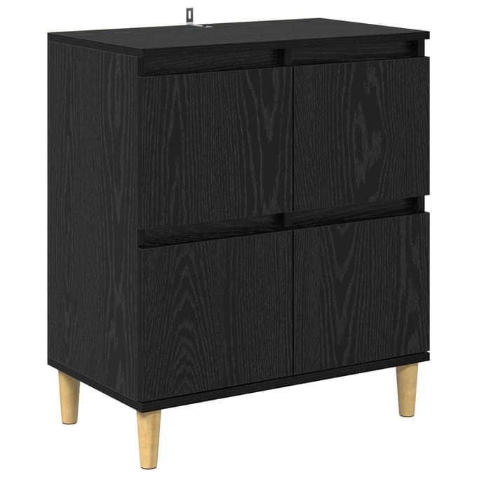 vidaXL - Dressoir - Zwart - Eiken - 60 - x - 35 - x - 70 - cm - Bewerkt - hout