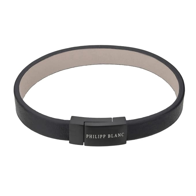 Echt leer en roestvrij stalen armband Philipp Blanc Anton