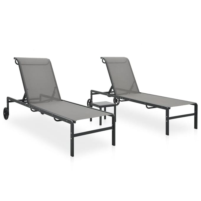 2-delige ligstoelenset met tafel Textileen en Staal