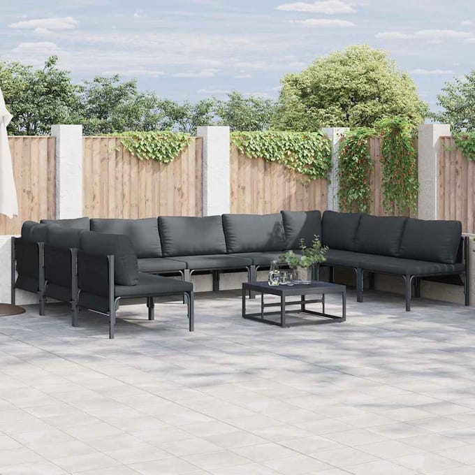 vidaXL - Tuinbank - Set - 10 - st - Zwart - Staal