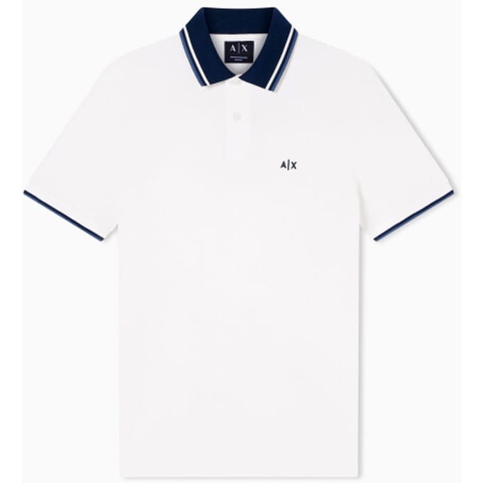 Armani Exchange Slim Fit Poloshirt Met Contrasterende Kraag, Wit