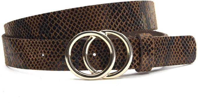 Dames riem bruin python 3 cm breed - Leer - Jeans riem - Casual - Maat 100