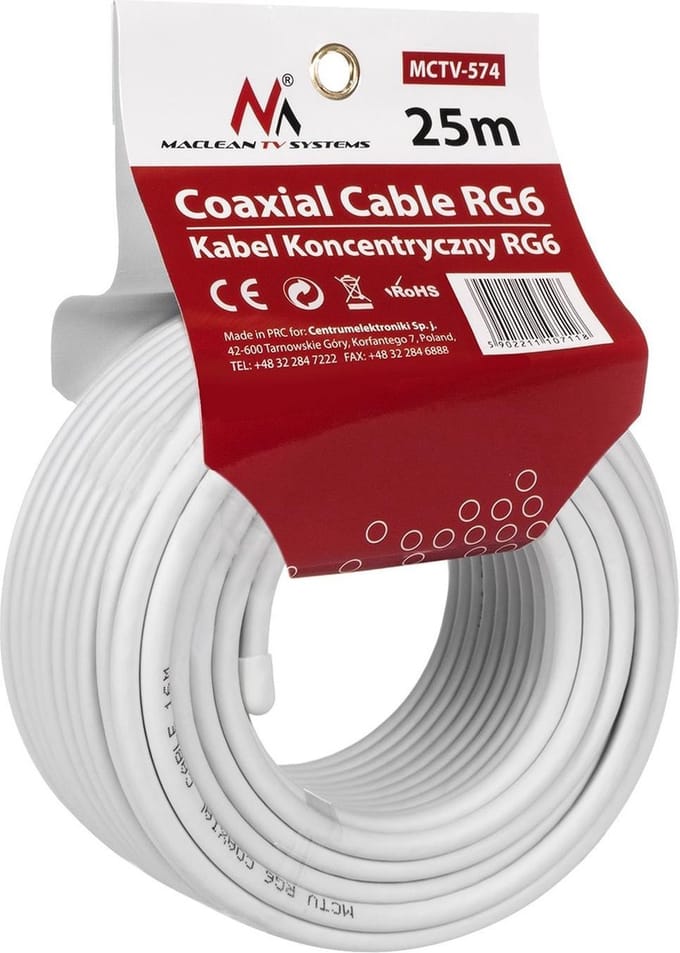 Concentrische satellietkabel RG6 Coaxiale kabel 25m