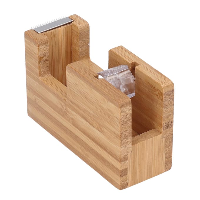 Desktop Tapedispenser Bamboe Hout Tape Snijder Houder Zelfklevende Rol Basis Kantoorbenodigdheden brown