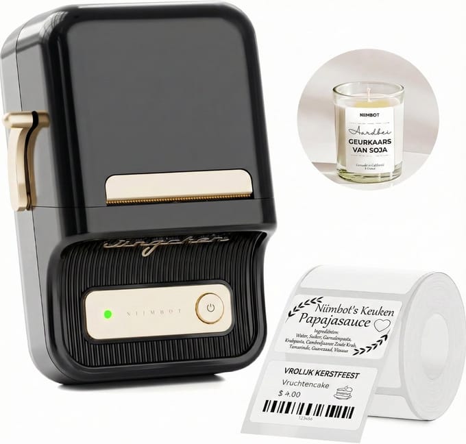 Niimbot B21S Labelprinter - zwart - bluetooth - printbreedte 25-50mm - direct thermisch - 203dpi - 1200mAh