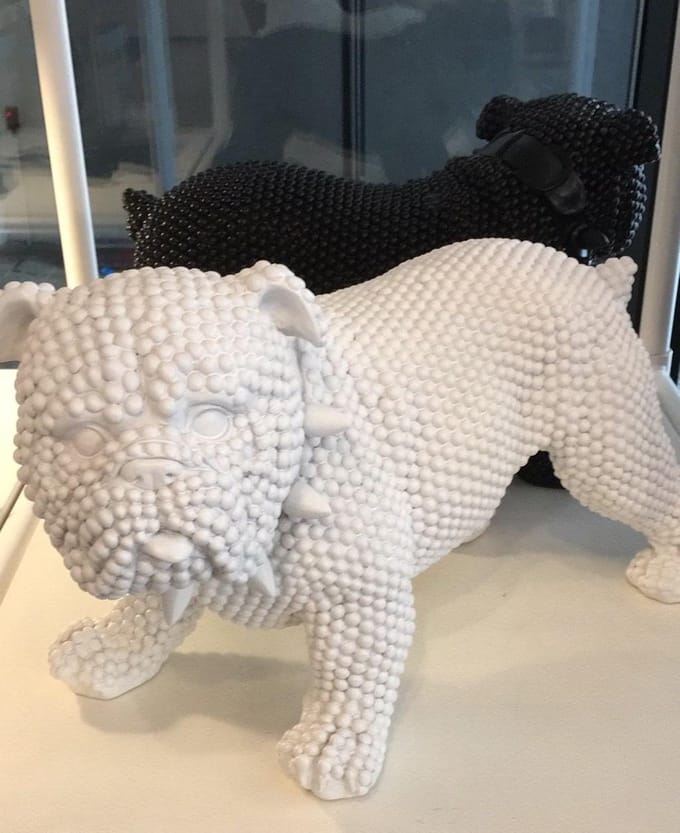 Pusher Decoratief Beeld Hond - Bulldog Bruto wit - H 25 cm