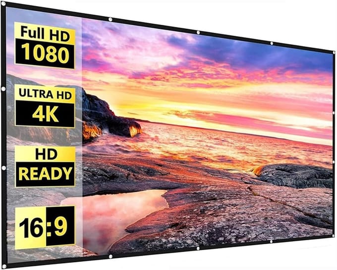 Projectiescherm - Draagbaar Scherm - Thuisbioscoop Buiten - HD 4K Kwaliteit - 120 Inch - Wit