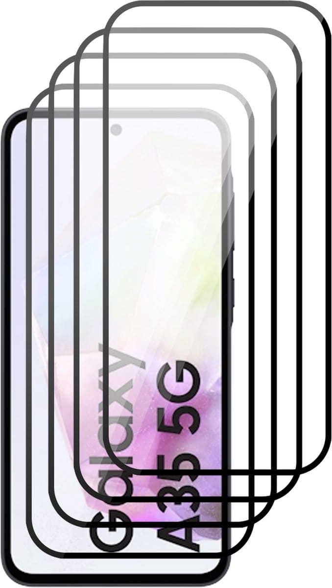 Screenprotector geschikt voor Samsung Galaxy A35 - 4x Volledig Dekkend Glas Screen Protector