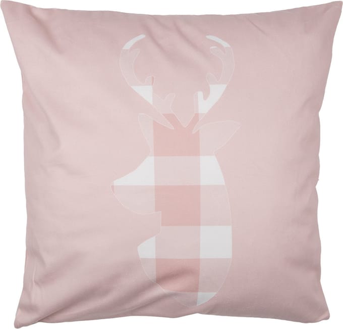 Clayre & Eef Kussenhoes 45x45 cm Roze Wit Polyester Hert Sierkussenhoes