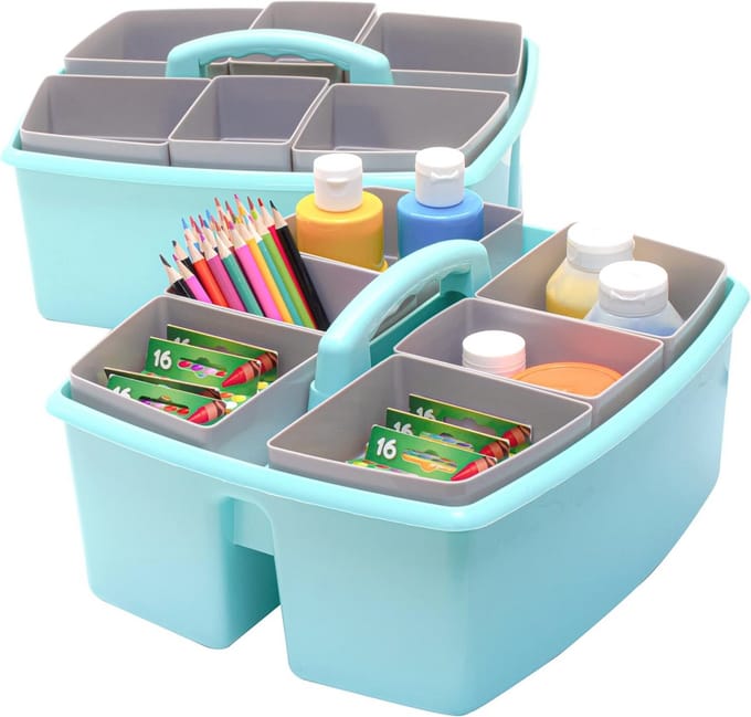 Grote Caddy met Sorteerbekers - 2-Pack - 13 x 11 x 6,38 Inch - Teal