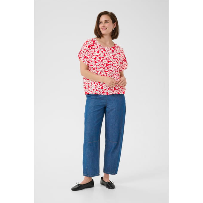 Blouse met korte mouwen KAbeathe Loose fit white red