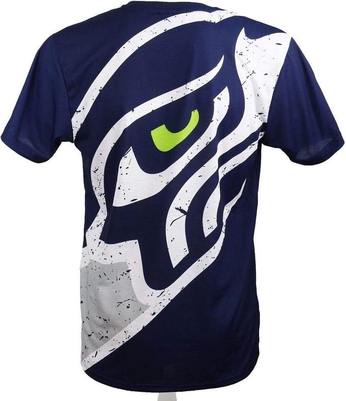 Seattle Seahawks T-shirt Groot Logo Achterkant Marineblauw Unisex
