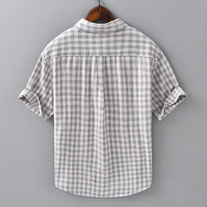 Zomer Casual Geruite Korte Mouw Blouse Los en Veelzijdig Literaire Retro Jeugd Puur Katoen Blouse L white