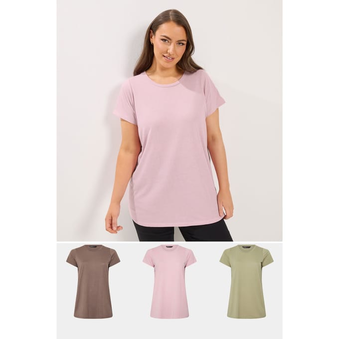 Yours 3 Pack Chocoladebruine En Roze Basic Tshirts Size 42