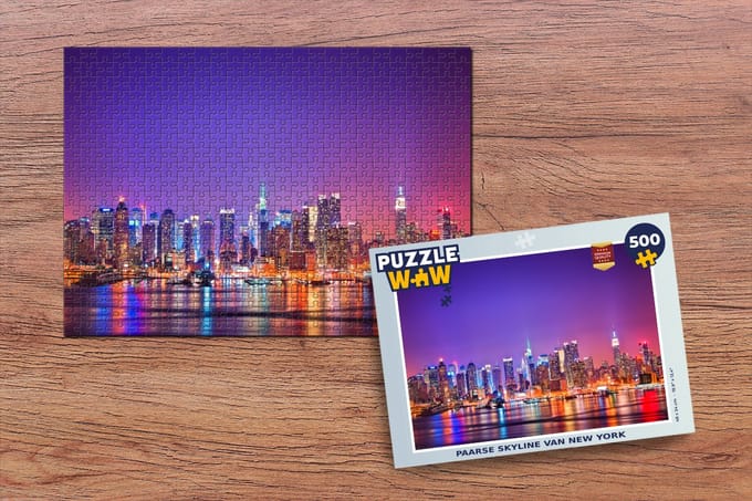 Puzzel New York - Skyline - Paars - Legpuzzel - Puzzel 500 stukjes