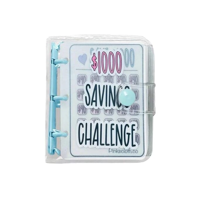 Creatieve $1.000 Spaaruitdaging Binder met Envelop Duurzaam Glanzend PVC, Kerstcadeau Geldbesparingsuitdaging