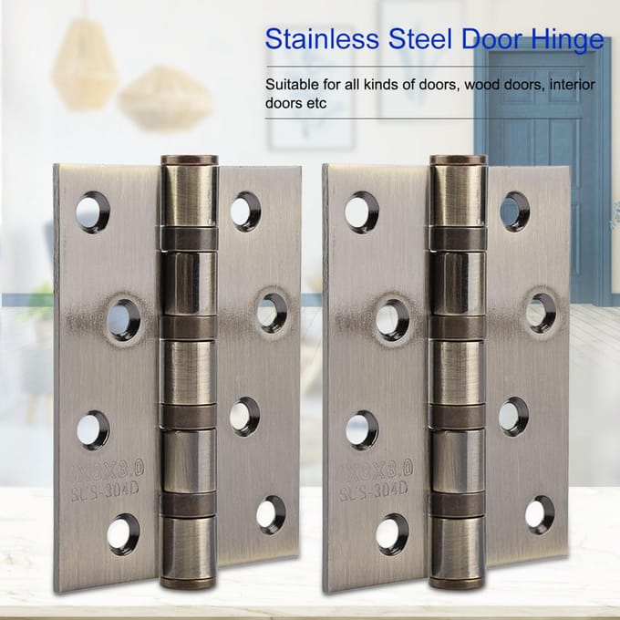 4in 3mm RVS Deurscharnier Losse Pen Demper Buffer Scharnieren Stille Lager(Plateren Geel)