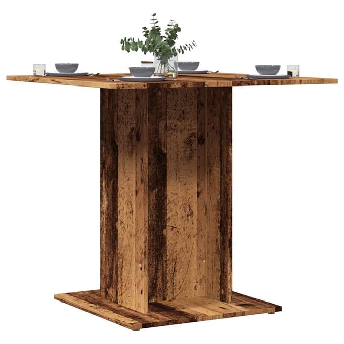 vidaXL - Eettafel - 80x80x75 - cm - bewerkt - hout - oud - houtkleurig