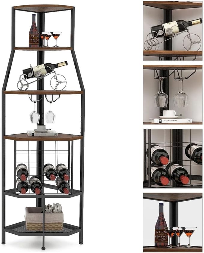 DailySupplies® Barkast - Drankkast - Wijnrek - Zwart en Bruin