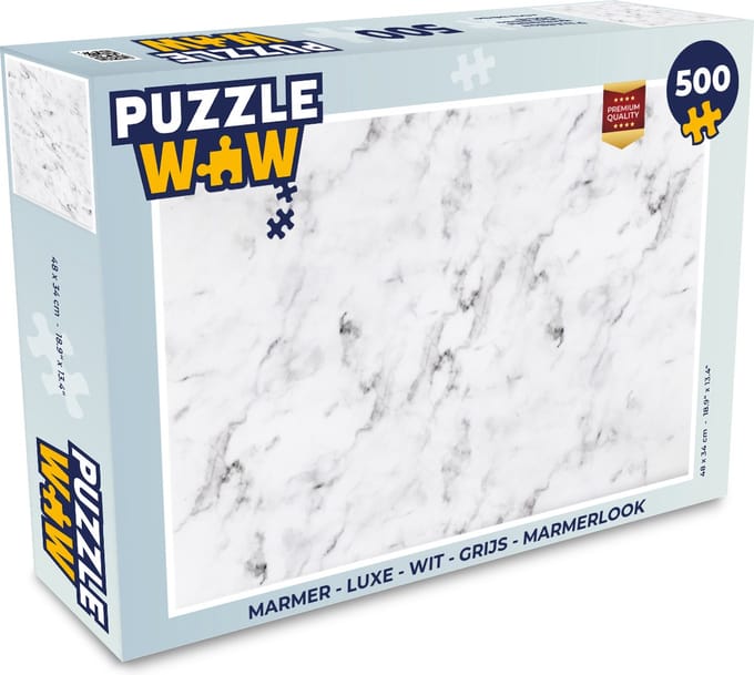 Puzzel Marmer - Luxe - Wit - Grijs - Marmerlook - Legpuzzel - Puzzel 500 stukjes