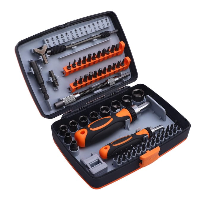 68 in 1 Ratelschroevendraaierset CRV Staal Magnetische Schroevendraaierbits en Dopsleutels Set met Ratelfunctie gray