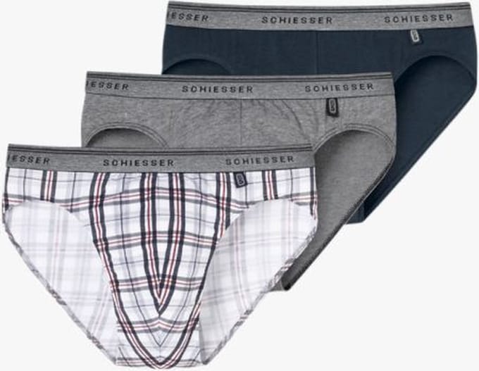 Schiesser 3 pack rio slips 95-5 maat S zwart/grijs/print