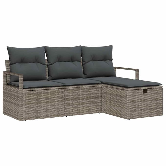 vidaXL - Bankstel - 4 - st - 4-Aantal - zitplaatsen - Grijs - poly - rattan
