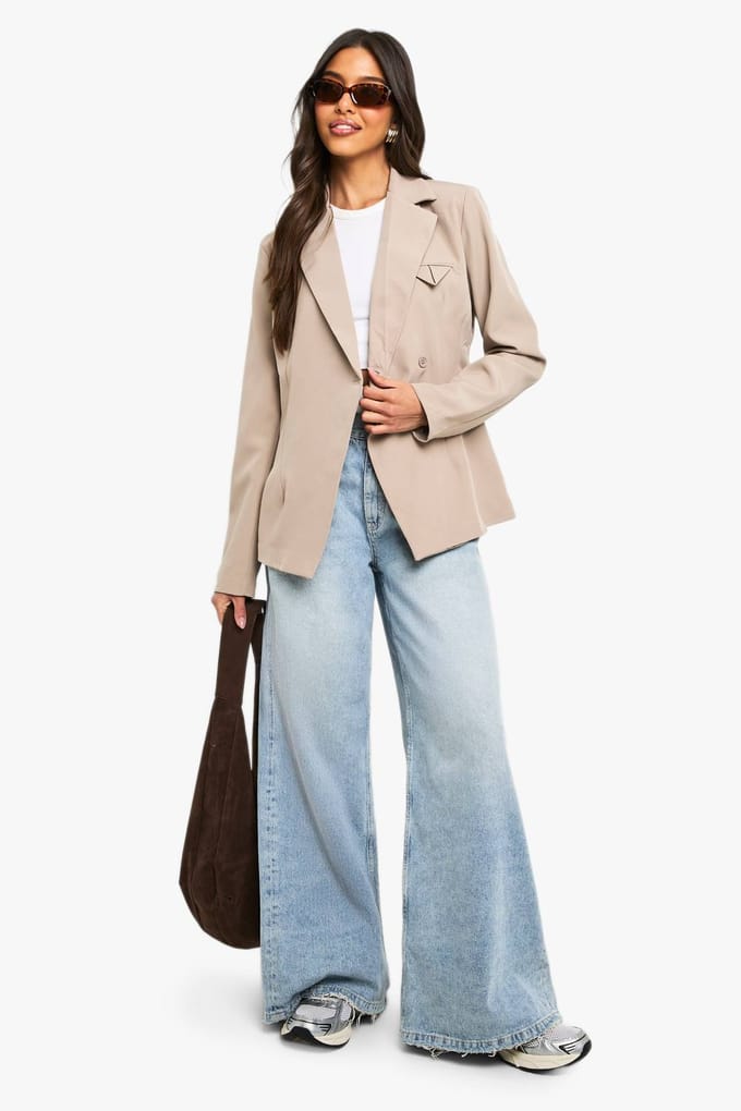 boohoo Dames Pocket Detail Structured Blazer | Taupe | Maat: 36