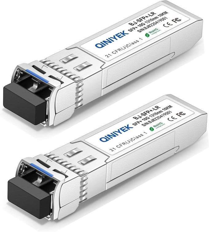 SFP+ Zendontvanger - Glasvezel Module - Netwerk Uitbreiding - 10km Bereik - 2 Stuks - Zilver