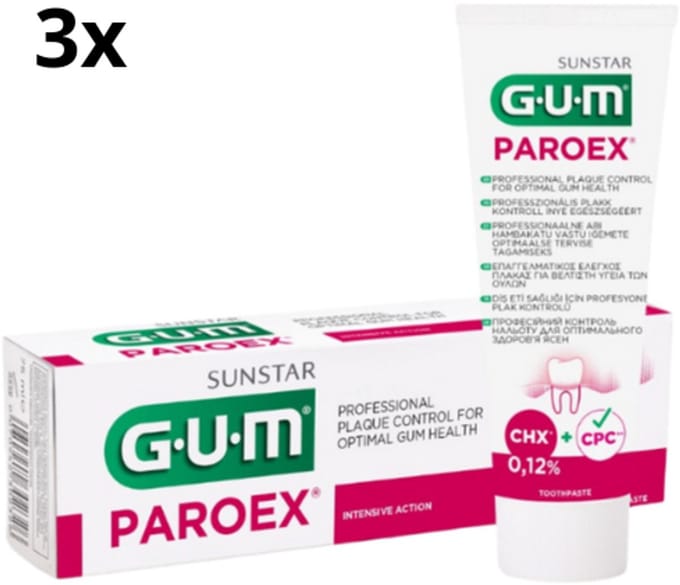 3x GUM Paroex 0,12% Chloorhexidine Tandpasta - 75 ml