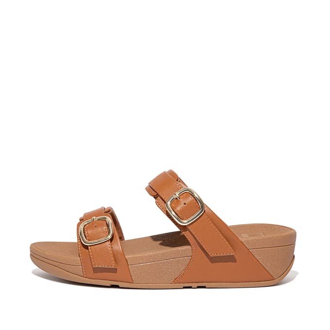 FitFlop Lulu Verstelbare Leren Slides BRUIN - Maat 37