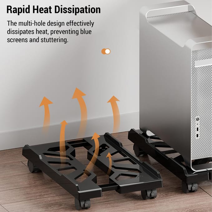Support d'ordinateur réglable avec roulettes, support de boîtier d'ordinateur mobile pour la maison et le bureau, augmentant la hauteur blanc
