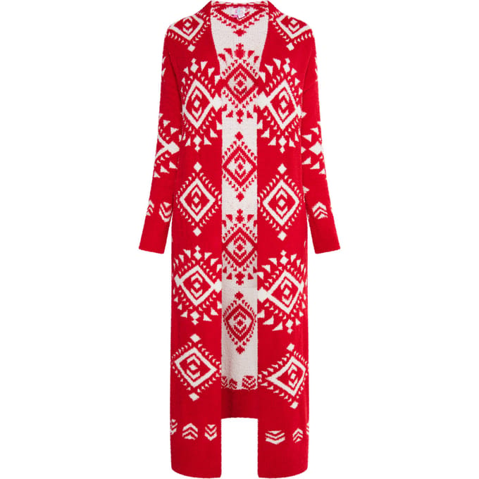 IZIA Longcardigan Dames rood wit