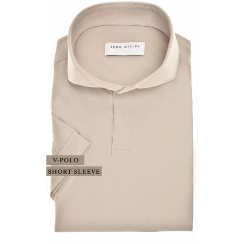 John Miller Polo Solid Color Short Sleeve Cutaway Stretch Licht Bruin / male
