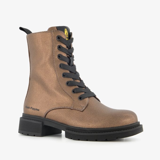 Hush Puppies dames veterboots brons - Brons - Maat 36