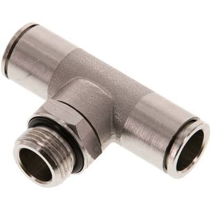 12mm x G3/8'' inline T-stuk Messing Insteekfitting Buitendraad Draaibaar NBR