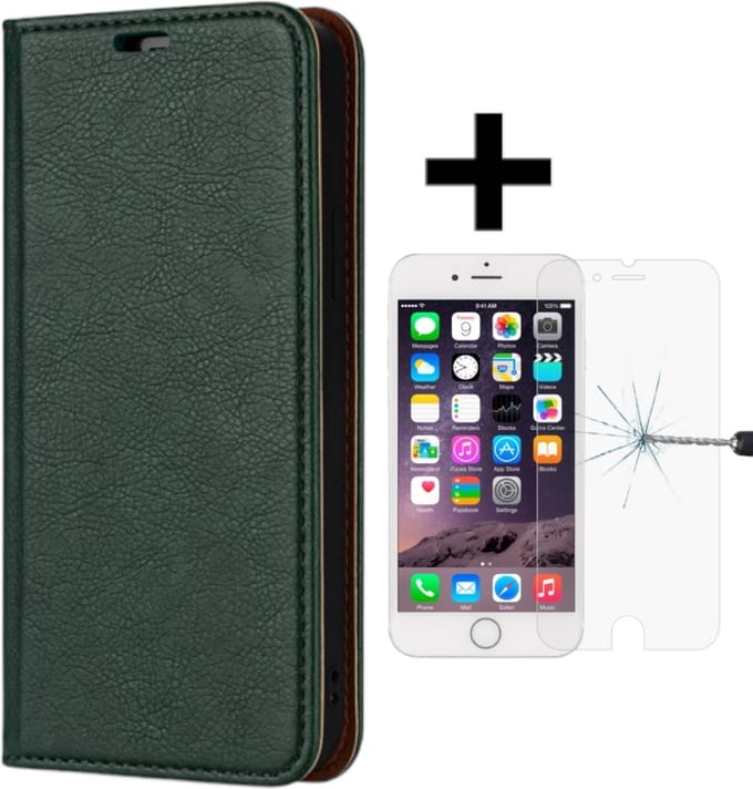 Rico Vitello Magnetische Wallet case Geschikt voor Apple iPhone 7/8 plus + screen protector kleur Groen