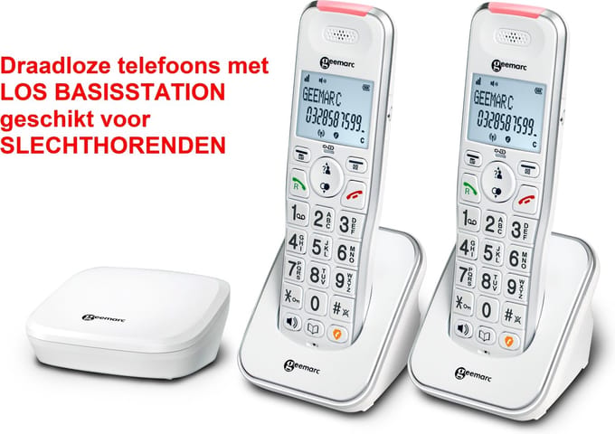 Draadloze telefoon - LOS BASISSTATION - 2x handset - geschikt voor SLECHTHORENDEN - 200-2