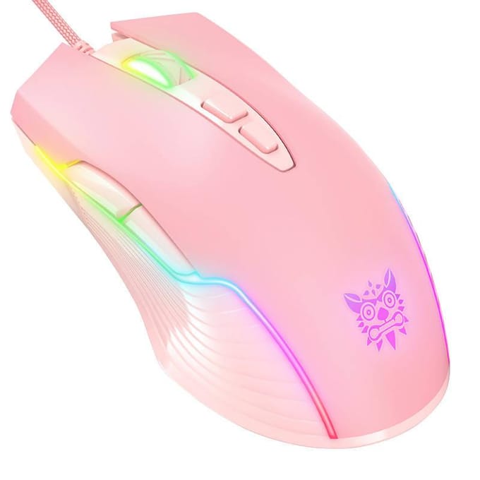 ONIKUMA CW905 Wired - Gaming muis - Optisch - 7 knoppen - Roze met RGB